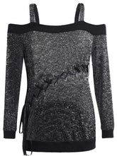 Load image into Gallery viewer, Women's Autumn Sweater plus Size Large Size Long Sleeve off-Shoulder Top String Female Blouses Solid Thin Casual Sweater